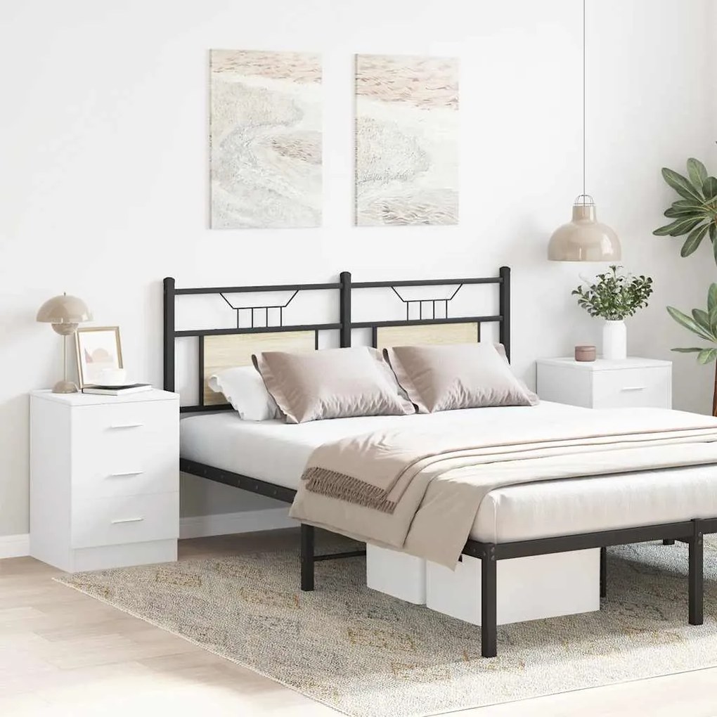 vidaXL Κομοδίνα 2 τεμ. Λευκά 38 x 35 x 56 εκ. από Επεξ. Ξύλο