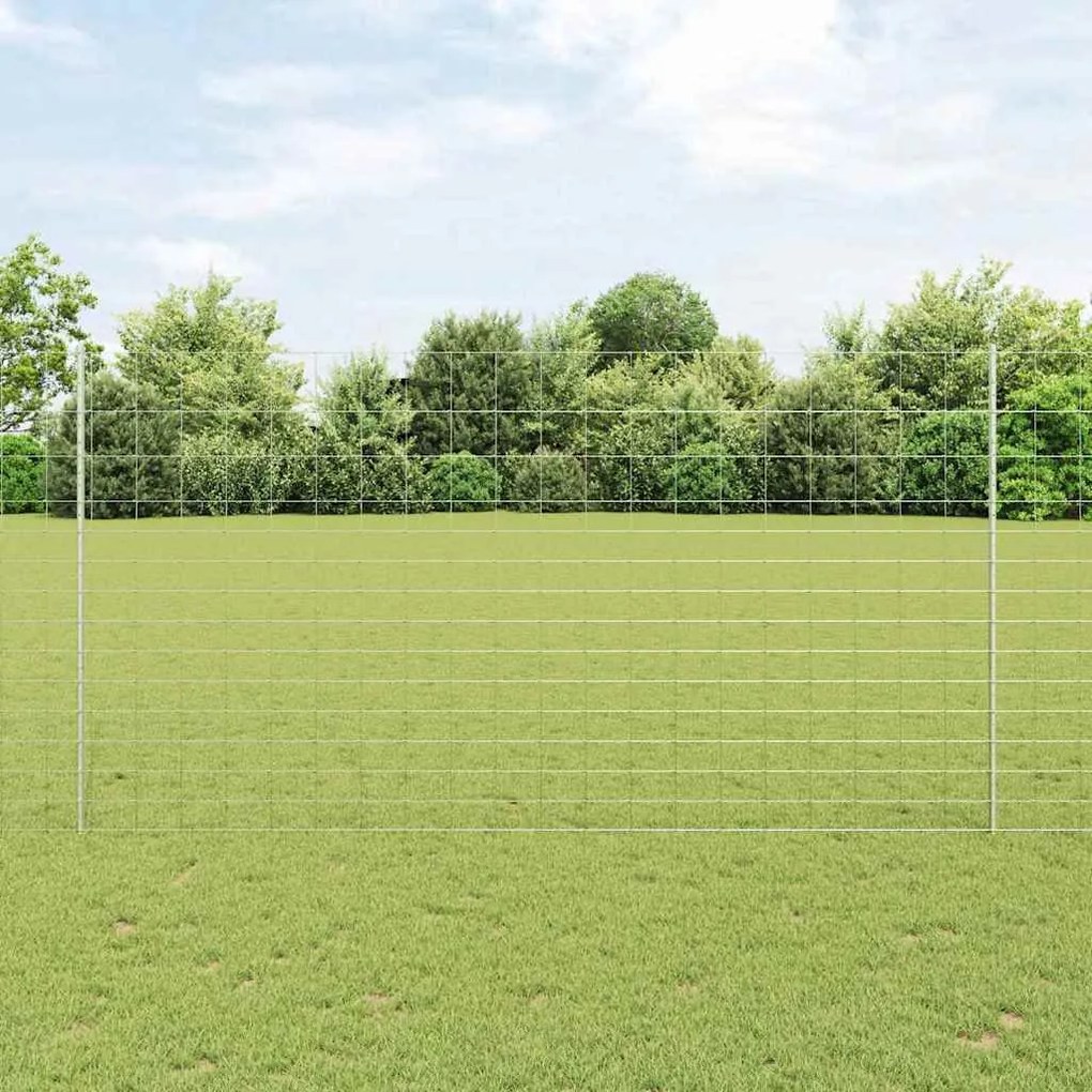 vidaXL Φράχτης με Στήλες. Ασημί 1.6 x 25 m Ατσάλι