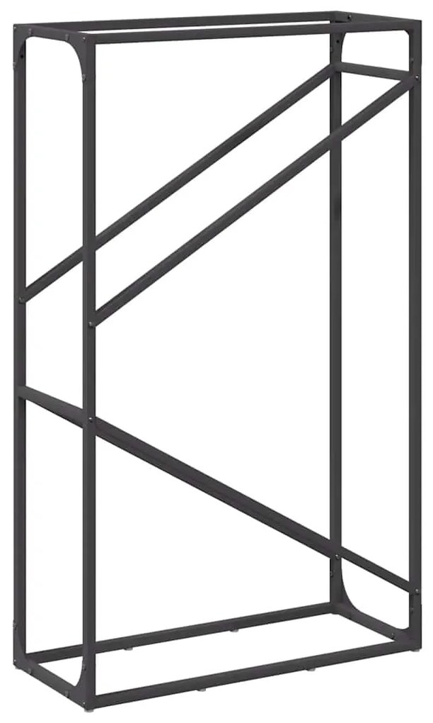 vidaXL Ράφι για καυσόξυλα Μαύρο 60x25x100 εκ. Ατσάλι ψυχρής έλασης