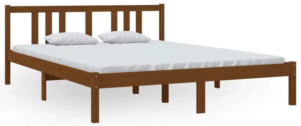 vidaXL Πλαίσιο Κρεβατιού Μελί 150 x 200 εκ. Μασίφ Ξύλο King Size