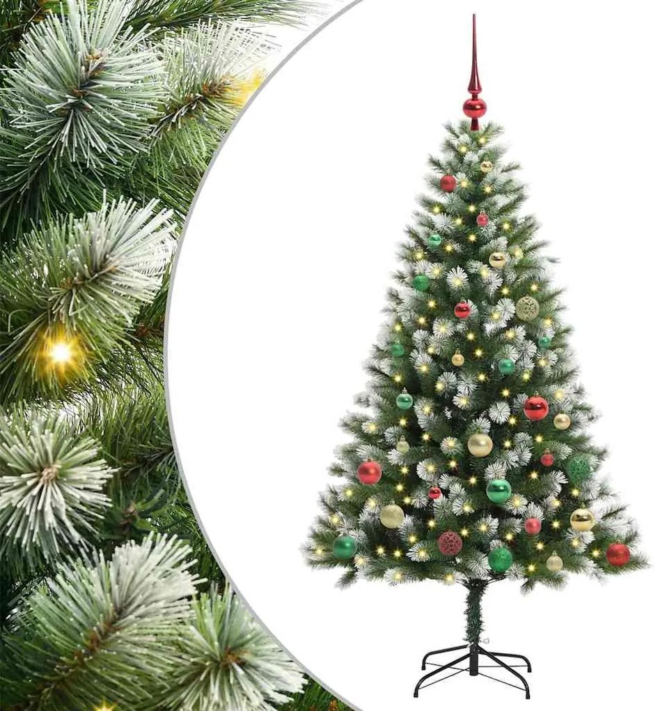 vidaXL Τεχνητό Δέντρο Χριστουγέννων με μέρη που αναδιπλώνονται και χιονάκι