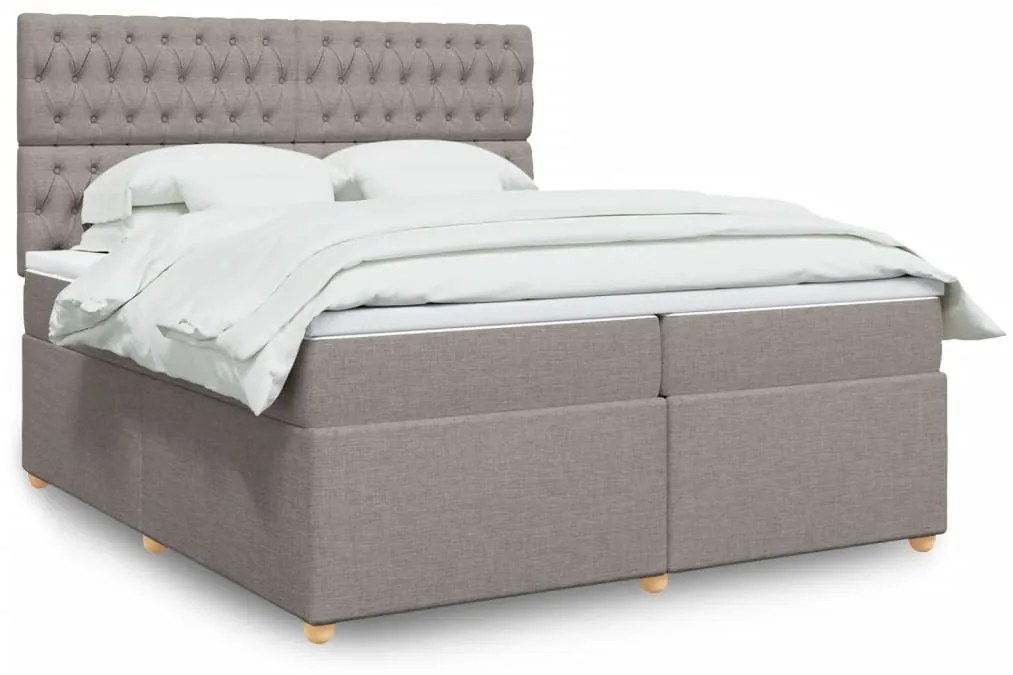 vidaXL Κρεβάτι Boxspring με Στρώμα Taupe 200x200 εκ. Υφασμάτινο