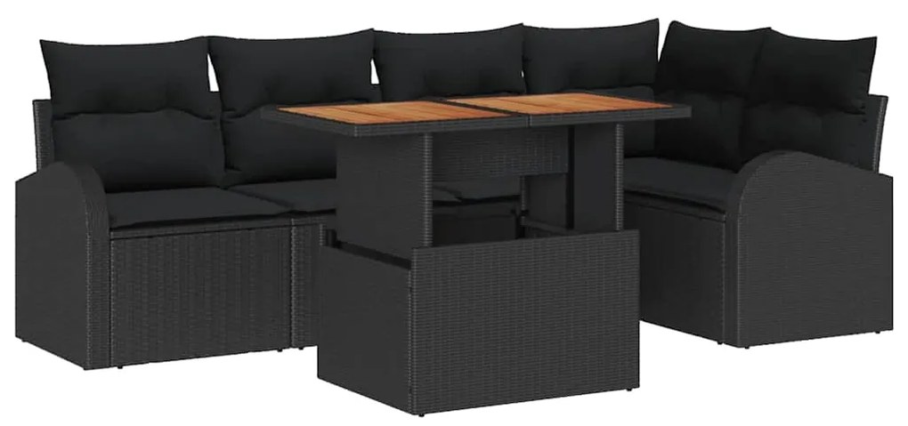 vidaXL Σετ Καναπέ Κήπου με αποθήκευση 6 pcs Μαύρο Πολυ ράταν