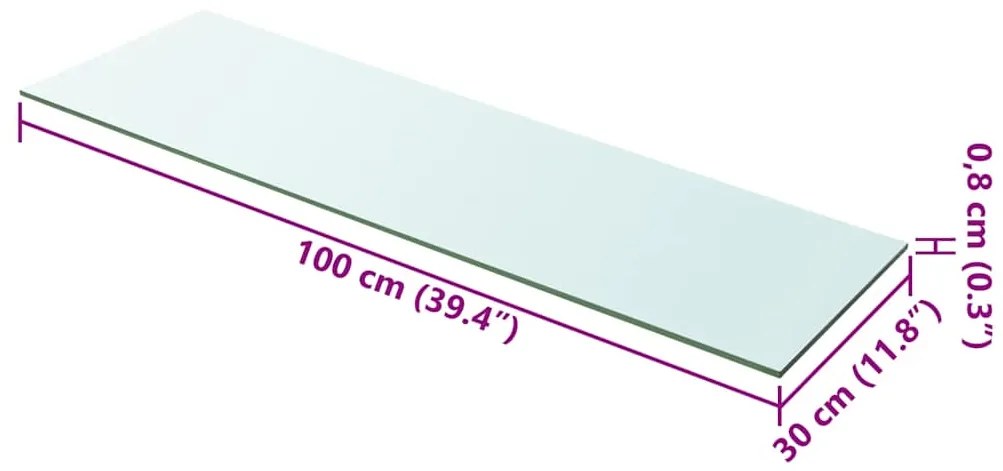 vidaXL Ράφι Πάνελ Διάφανο 100 x 30 εκ. Γυάλινο