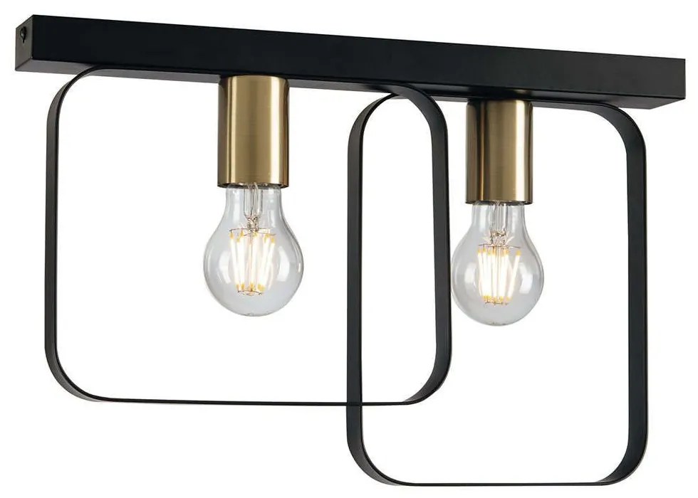Φωτιστικό Οροφής - Πλαφονιέρα Smith I-SMITH-PL2 2xE27 41,5x27cm Black Luce Ambiente Design Metal