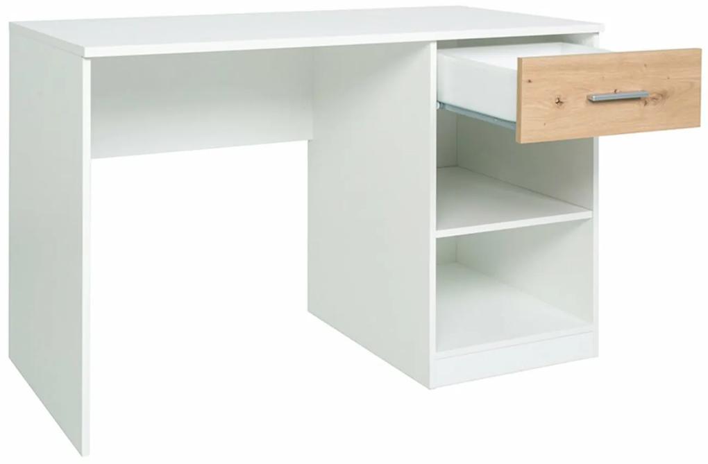 Τραπέζι γραφείου Boston 426, Με συρτάρια, Αριθμός συρταριών: 1, 76x120x59cm, 37 kg, Artisan βελανιδιά, Άσπρο | Epipla1.gr