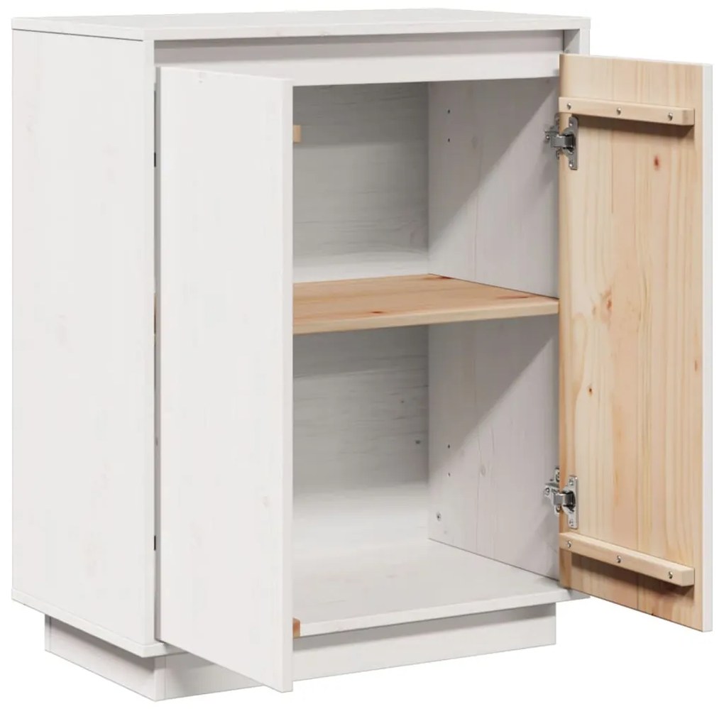 vidaXL Ντουλάπι Λευκό 60 x 34 x 75 εκ. από Μασίφ Ξύλο Πεύκου