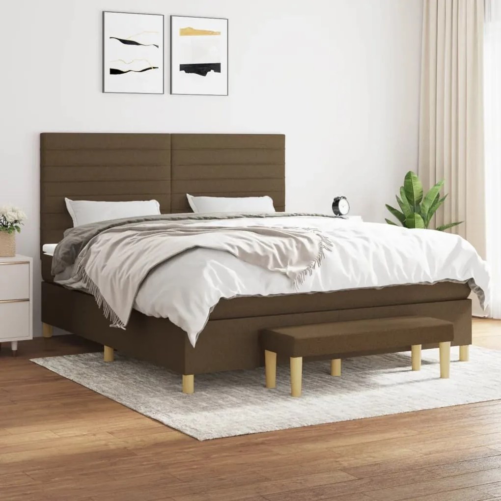 ΚΡΕΒΑΤΙ BOXSPRING ΜΕ ΣΤΡΩΜΑ ΣΚΟΥΡΟ ΚΑΦΕ 180X200 ΕΚ ΥΦΑΣΜΑΤΙΝΟ 3137256