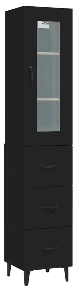 vidaXL Ντουλάπι Μαύρο 34,5 x 34 x 180 εκ. από Επεξεργασμένο Ξύλο