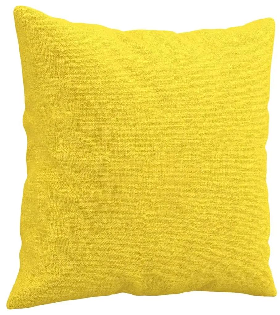 Καναπές Διθέσιος Κίτρινος 140 εκ. Υφασμάτινος Διακ. Μαξιλάρια - Κίτρινο