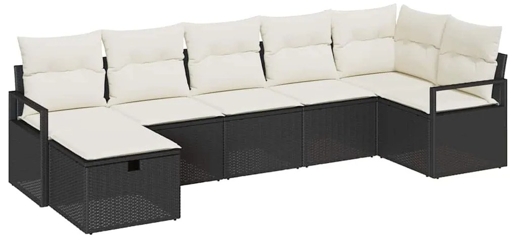 vidaXL Σετ Καναπέ Κήπου 7 pcs Μαύρο και κρεμ 287 x 122 x 85 εκ