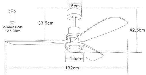 Ανεμιστήρας Οροφής 132cm με Φως και Τηλεχειριστήριο Μπεζ