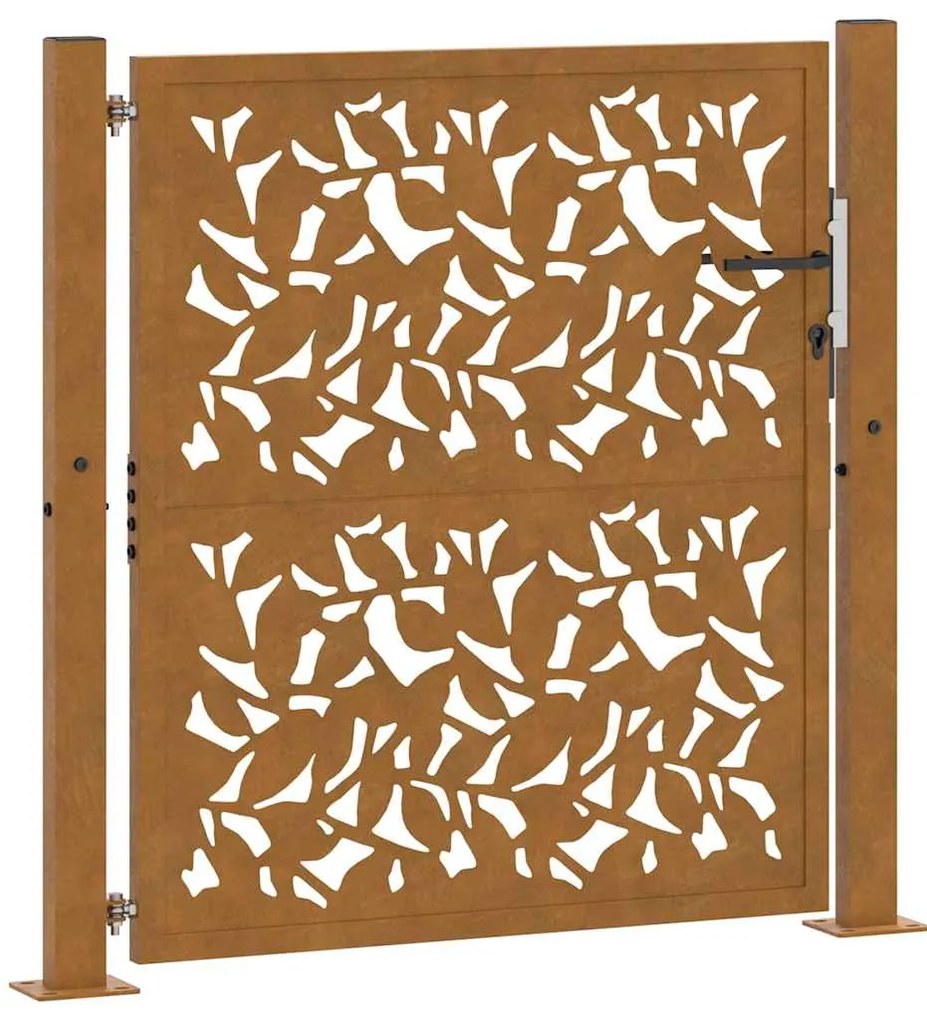 vidaXL Πύλη κήπου 105x105 cm από χάλυβα με φύλλα καιρικές συνθήκες