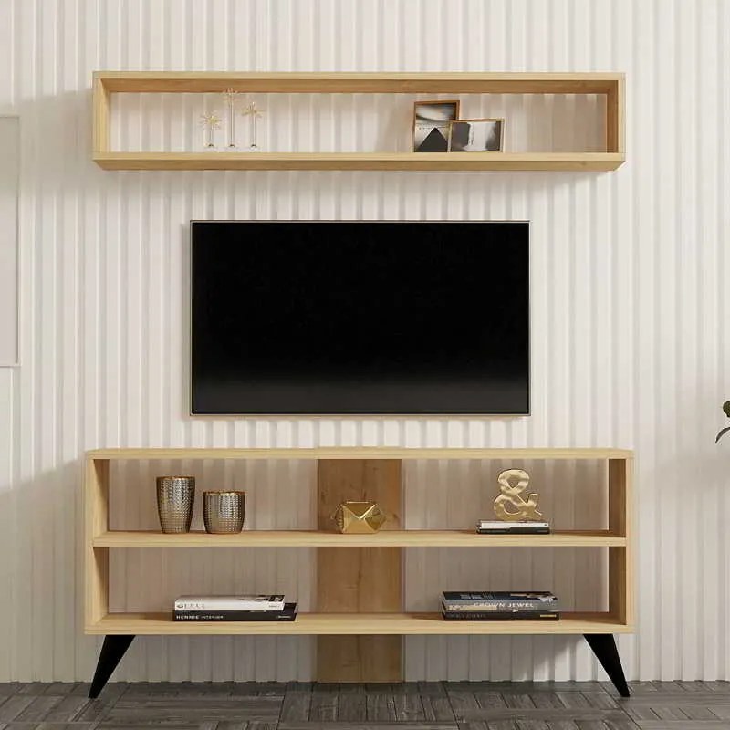 Σύνθετο σαλονιού Prestige pakoworld σε oak απόχρωση 120x29,6x50εκ