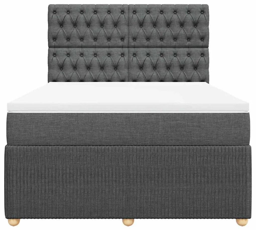 vidaXL Κρεβάτι Boxspring με Στρώμα Σκούρο Γκρι 160x200 εκ Υφασμάτινο