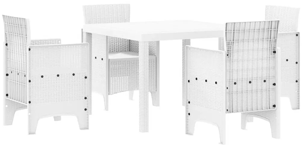 vidaXL Σέτ φαγητού για κήπο 5 pcs Λευκό Rattan Polt