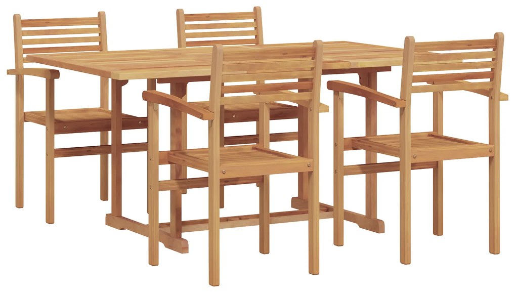 vidaXL Σέτ φαγητού για κήπο 5 pcs Καστανό Μασίφ ξύλο teak