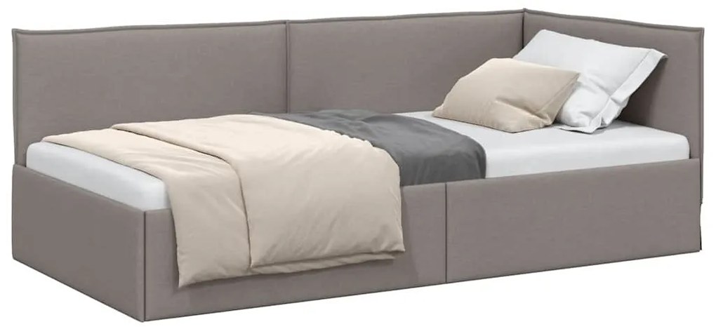 vidaXL Κρεβάτι Γωνίας με κεφαλάρι Taupe 90 x 200 cm ύφασμα
