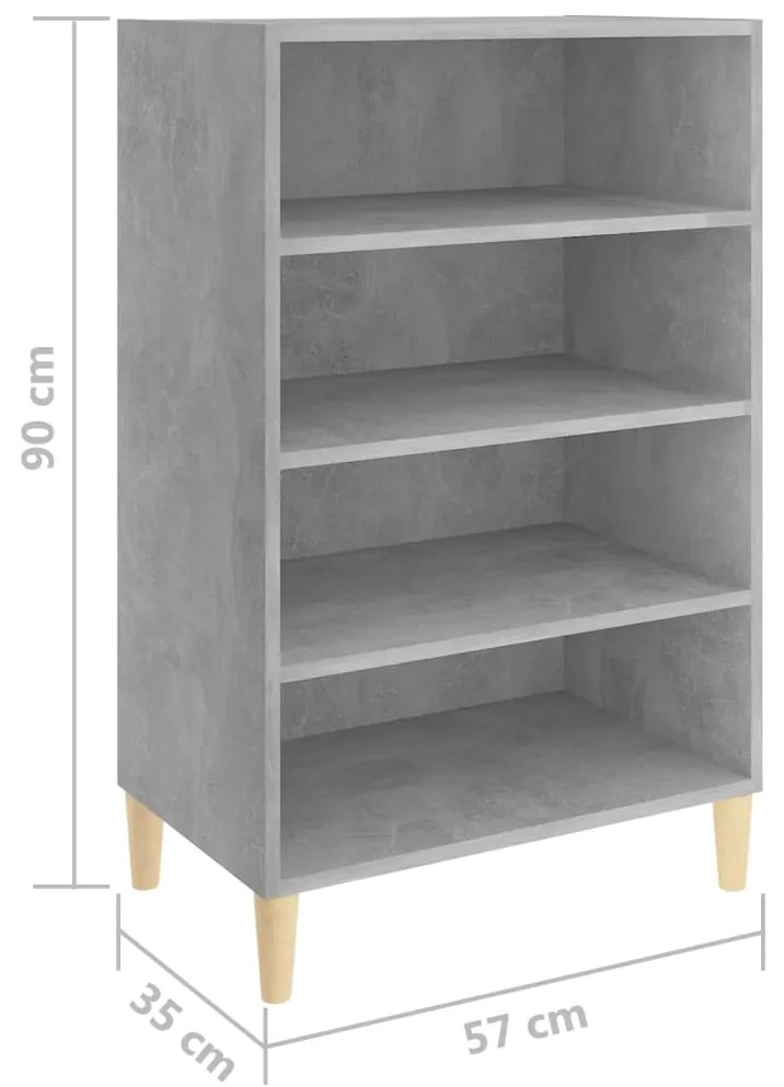 vidaXL Ραφιέρα Γκρι Σκυροδέματος 57 x 35 x 90 εκ. από Επεξ. Ξύλο