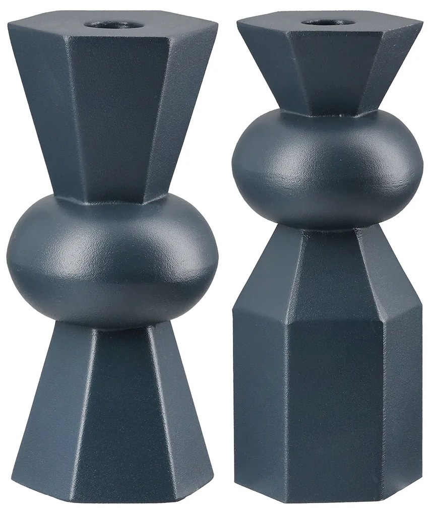 Κηροπήγιο &quot;Metallo&quot; Μεταλλικό Σκούρο Μπλε 2 Τμ. Ποικιλία 7X7X19Cm 7X7X19Cm