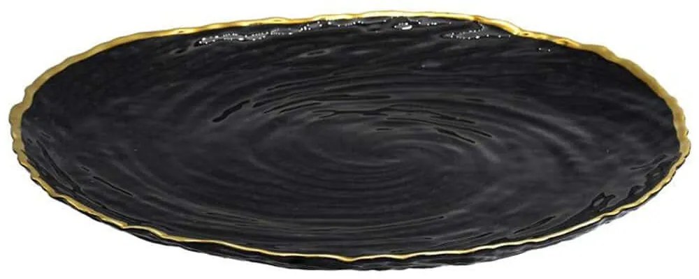 Διακοσμητική Πιατέλα 374-224-252 32x32x2cm Black Γυαλί
