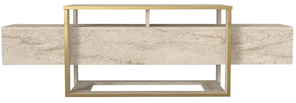 Έπιπλο Τηλεόρασης Bianco 804TRH4920 160x46,1x49,8cm Travertine Beige-Gold