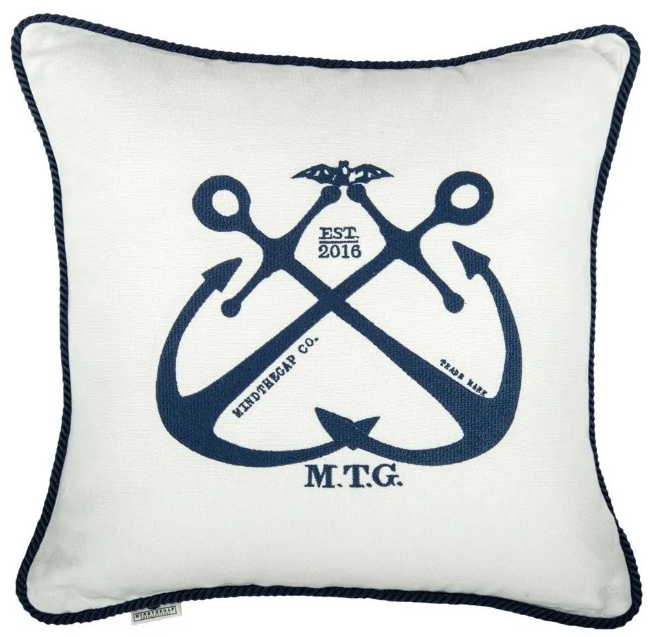 Μαξιλάρι Διακοσμητικό (Με Γέμιση) Vintage Anchors Lc40106 50X50Cm White-Blue Mindthegap 50Χ50 Feather