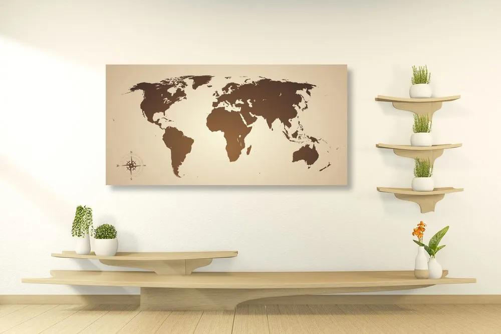 Εικόνα του παγκόσμιου χάρτη σε αποχρώσεις του καφέ - 100x50