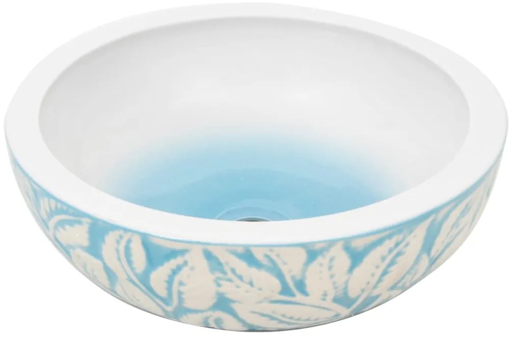vidaXL Νιπτήρας Λευκός και Μπλε Φ41x14 εκ. Κεραμικός