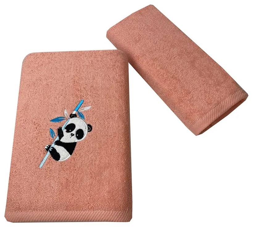 Πετσέτες Παιδικές Panda (Σετ 2τμχ) Coral Astron Σετ Πετσέτες 65x135cm 100% Cotton