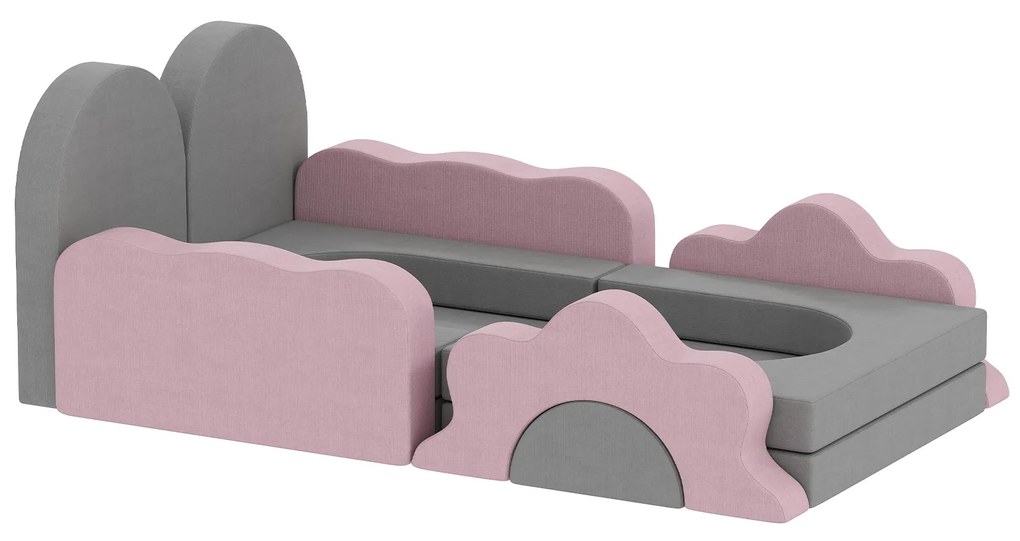 AIYAPLAY Σετ 12 τεμαχίων από αφρώδη μπλοκ για αναρρίχηση, κατασκευή, μπουσούλημα, χαλάκια παιχνιδιού εσωτερικού χώρου με κάλυμμα κοτλέ, Γκρι+Ροζ