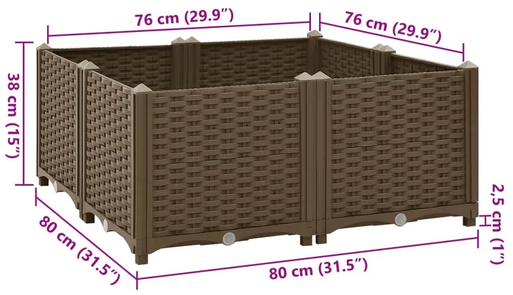 vidaXL Ζαρντινιέρα 80 x 80 x 38 εκ. από Πολυπροπυλένιο