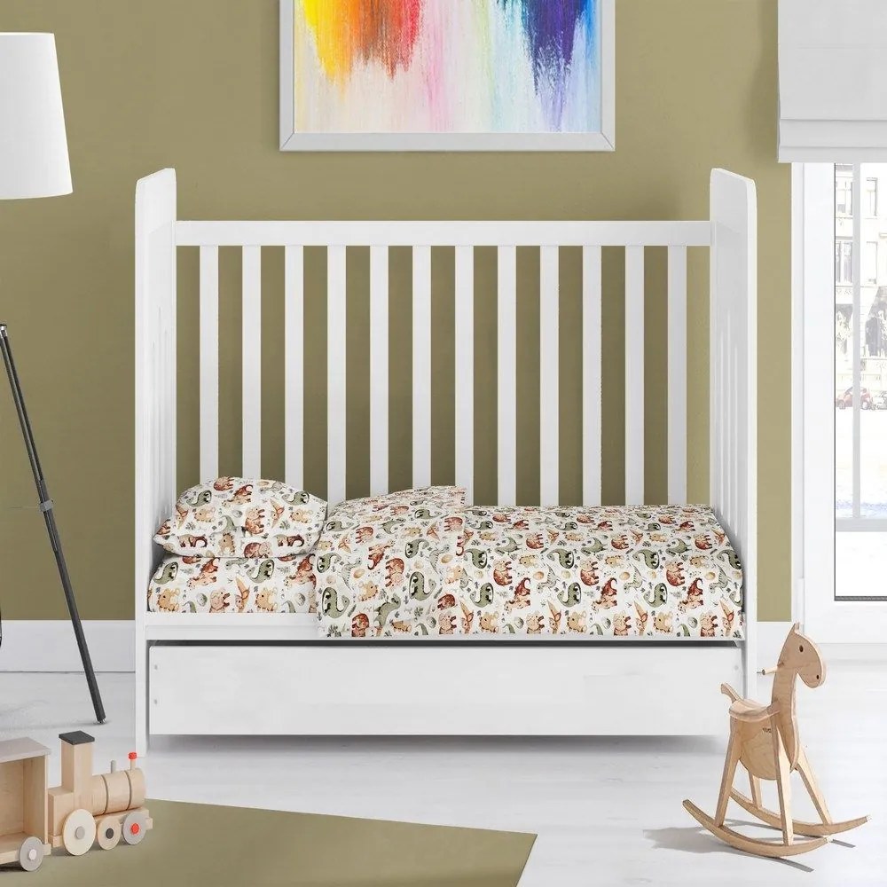 Κατωσέντονο Βρεφικό Με Λάστιχο Dinosaur 515 Beige DimCol Κούνιας 70x155cm 100% Cotton