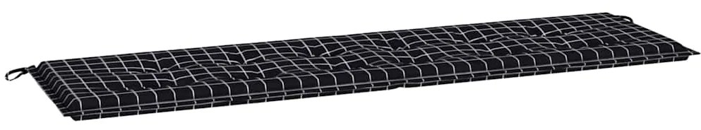 vidaXL Μαξιλάρι Παγκάκι Κήπου Καρό Μαύρο 180 x 50 x 4 cm Ύφασμα Oxford
