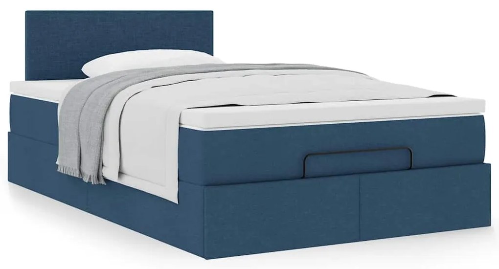 vidaXL Οθωμανικό κρεβάτι με στρώμα μπλε 120x200cm ύφασμα