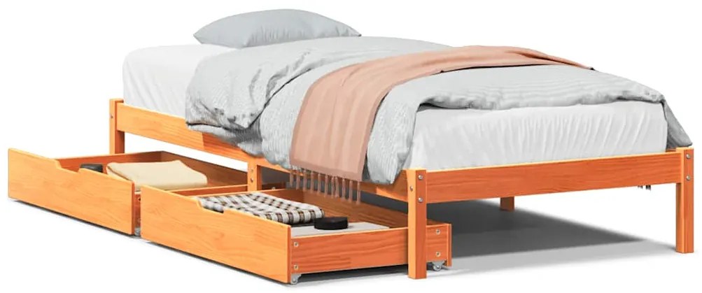 vidaXL Σκελετός Κρεβ. Χωρίς Στρώμα Καφέ Κεριού 100x200 εκ Μασίφ Πεύκο