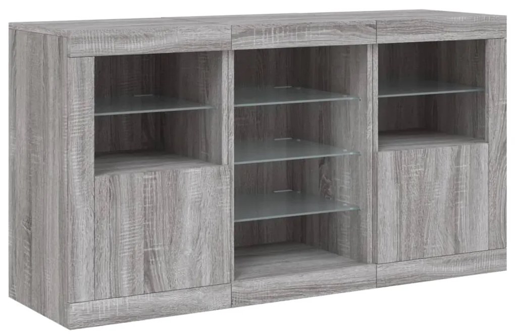 vidaXL Μπουφές με LED Γκρι Sonoma 123 x 37 x 67 εκ.