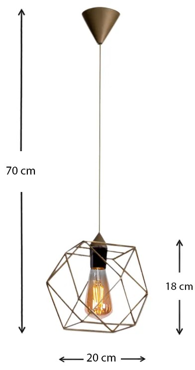 ΦΩΤΙΣΤΙΚΟ ΟΡΟΦΗΣ DAFNE MEGAPAP E27 ΜΕΤΑΛΛΙΚΟ ΜΟΝΟΦΩΤΟ ΧΡΩΜΑ ΧΡΥΣΟ 20X20X70ΕΚ.