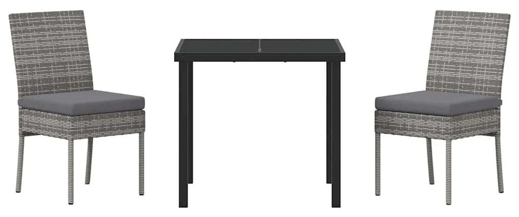 vidaXL Σέτ φαγητού για κήπο 3 pcs Γκρι Χάλυβας με επίστρωση πούδρας