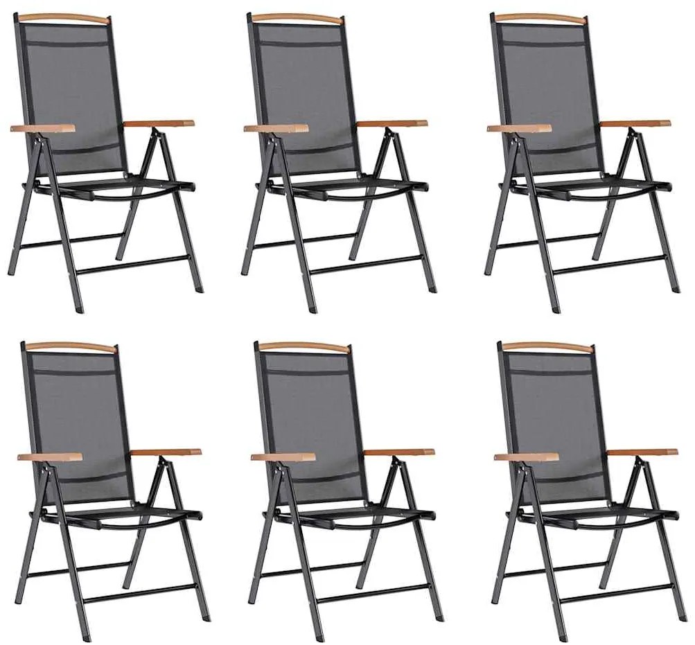 vidaXL Καρέκλες Κήπου Πτυσσόμενες 6 τεμ. Μαύρες από Textilene