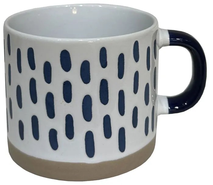 COZY A ΚΟΥΠΑ STONEWARE ΛΕΥΚΟ MIDNIGHT BLUE ΜΠΕΖ D9xH8cm - 028860 - 028860