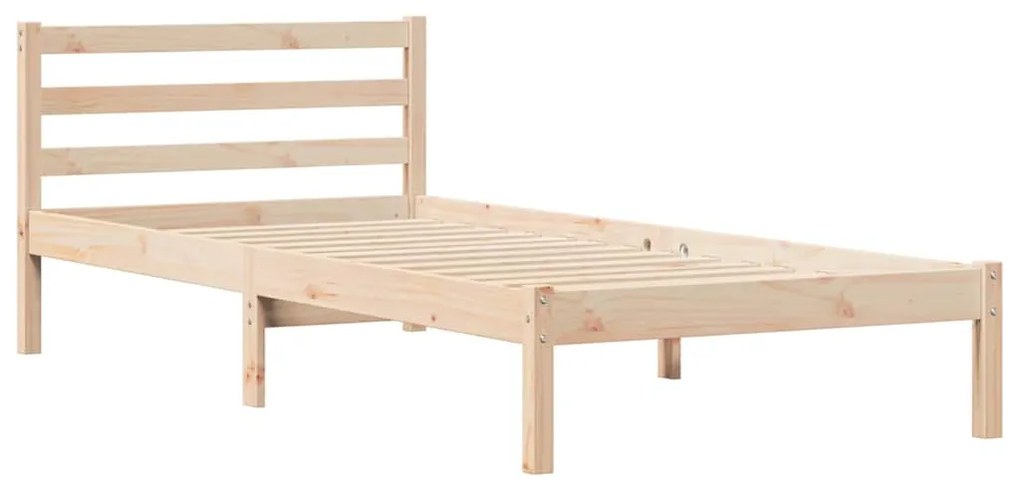 vidaXL Κρεβάτι με κεφαλάρι Καφέ 210 x 80 εκ Μασίφ ξύλο πεύκου