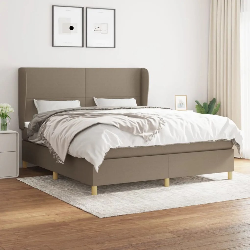 Κρεβάτι Boxspring με Στρώμα Taupe 160x200 εκ. Υφασμάτινο