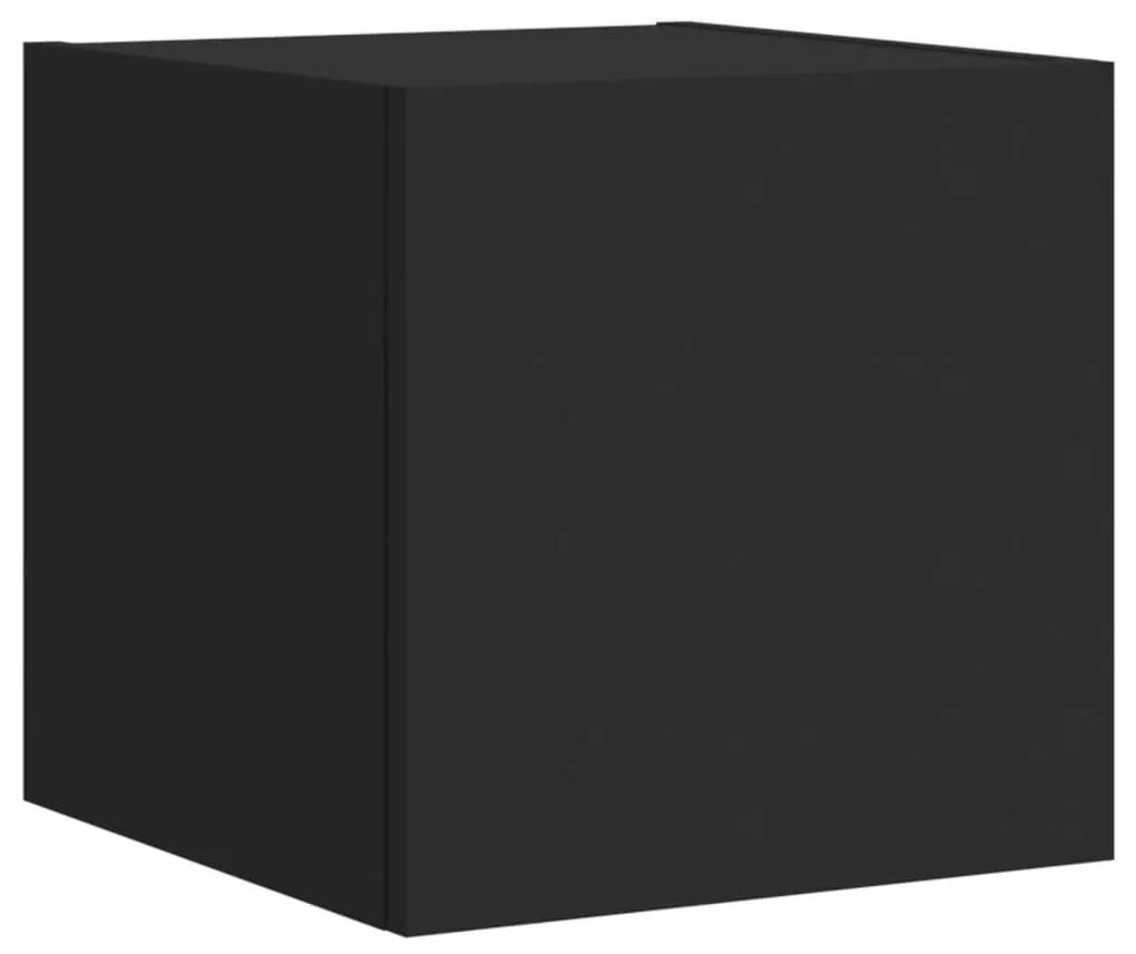 Ντουλάπια Τηλεόρασης Τοίχου 6 Τεμ. με Φώτα LED Μαύρα - Μαύρο