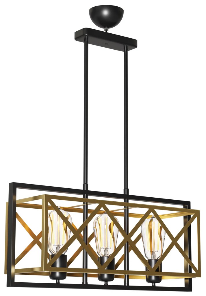 Κρεμαστό Φωτιστικό Τρίφωτο Χρυσό-Μαύρο Ε27 58x20x68cm - MEC-3317F3 - MEC-3317F3