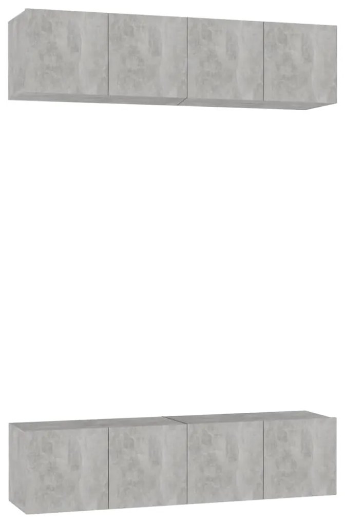 vidaXL Έπιπλα Τηλεόρασης 4 τεμ. Γκρι Σκυρ. 60x30x30εκ. από Επεξ. Ξύλο