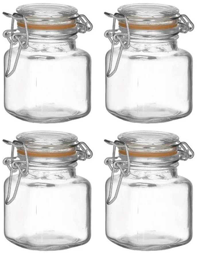Βάζο Αποθήκευσης (Σετ 4Τμχ) 6-60-560-0188 5x5x8cm Clear Click Glass