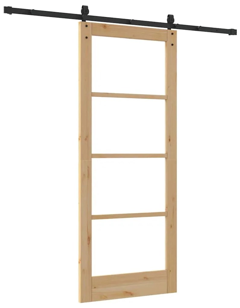 vidaXL Συρόμενη Πόρτα Φυσικό και Μαύρο 83 x 202 εκ.