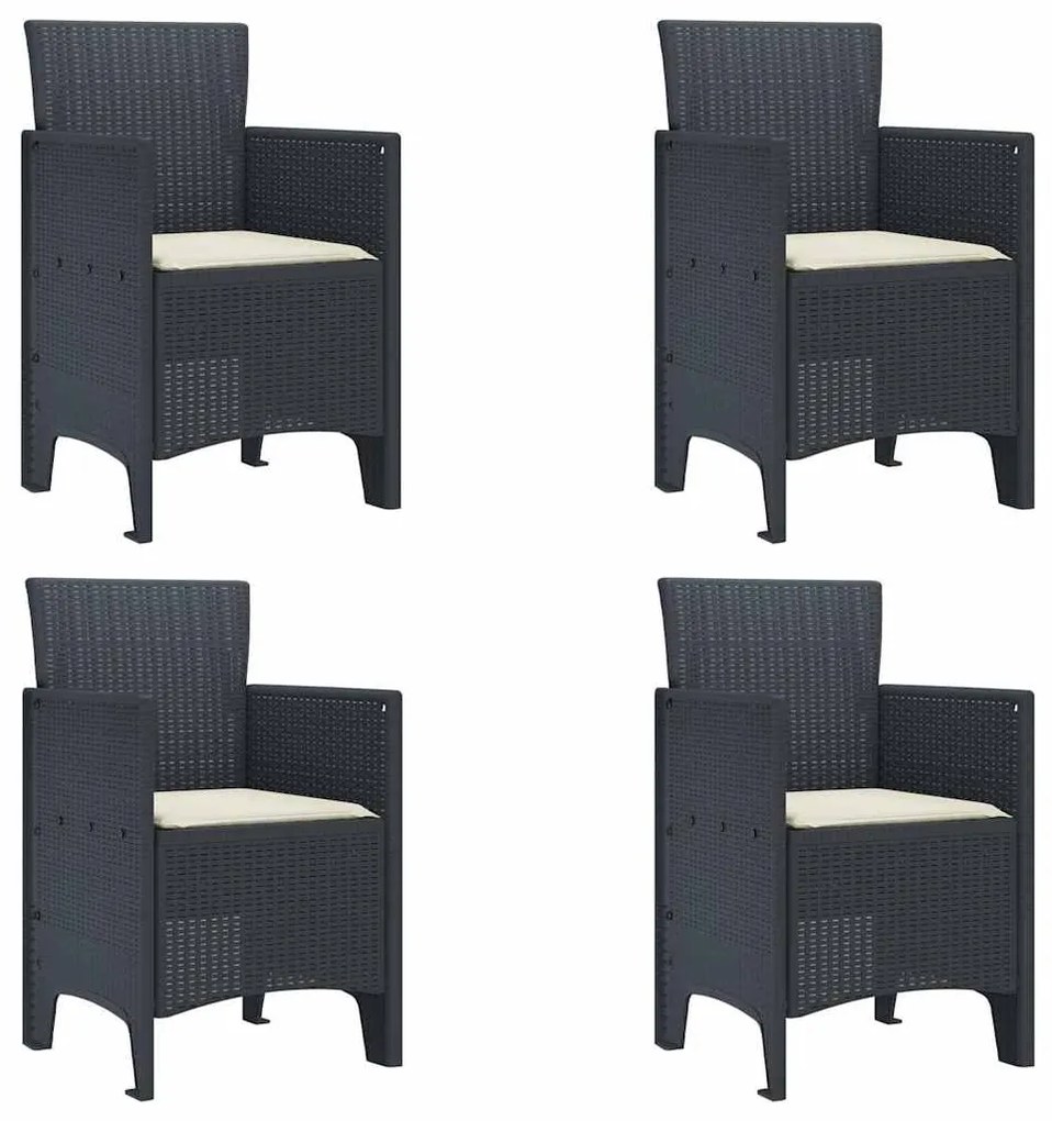 vidaXL Σέτ φαγητού για κήπο 5 pcs Ανθρακί Rattan Polt