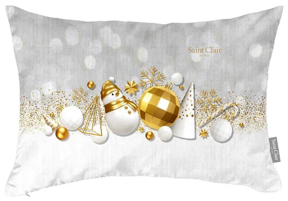 Μαξιλάρι Διακοσμητικό Χριστουγεννιάτικο (Με Γέμιση) 4020 Grey-Gold Saint Clair 30Χ45 30x45cm